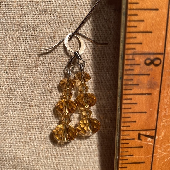 Golden Crystal Bead Necklace & Earrings - Picture 3 of 6